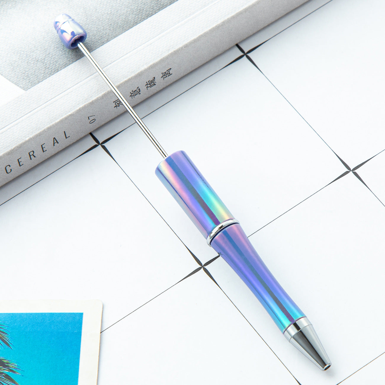 Wholesale Opal Beadable Pens Plastic UV Electroplating Gradient Pen DIY Handmade Beaded Pen